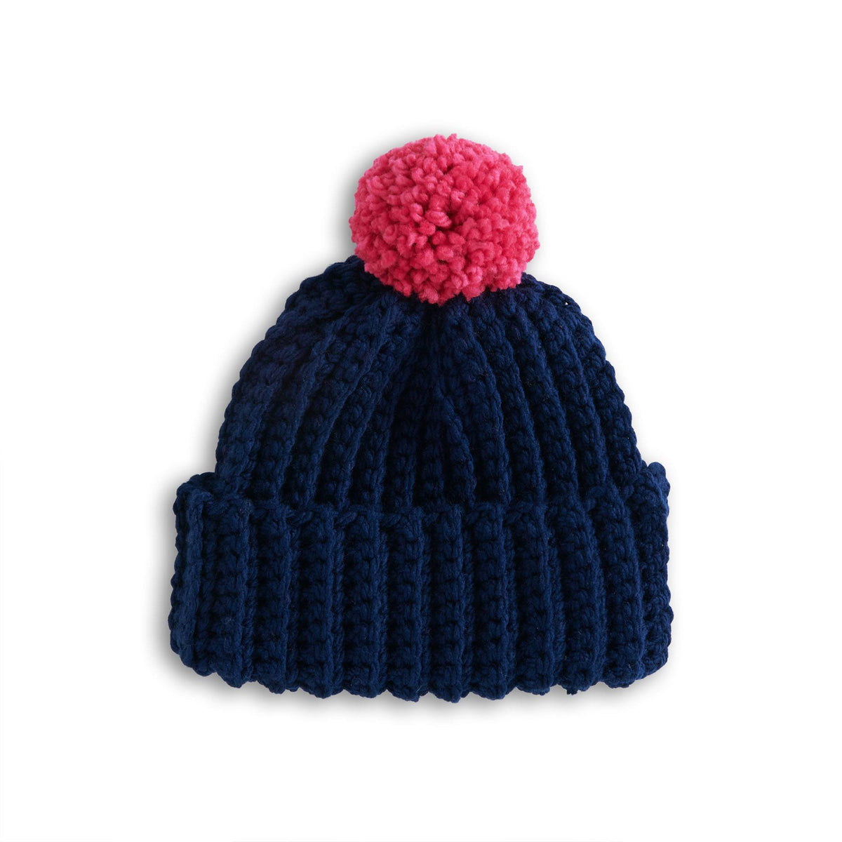 Bernat Beginner Pom On Top Crochet Beanie Pattern | back loop, sewing, Hats