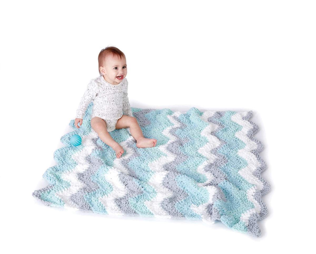 Bernat Crochet Chevron Baby Blanket Pattern | Stripes, self-striping