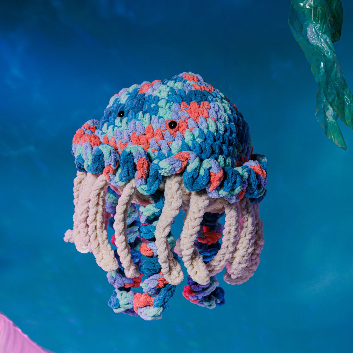 Bernat Jasper the Friendly Crochet Jellyfish Pattern | gift, shelf, rounds