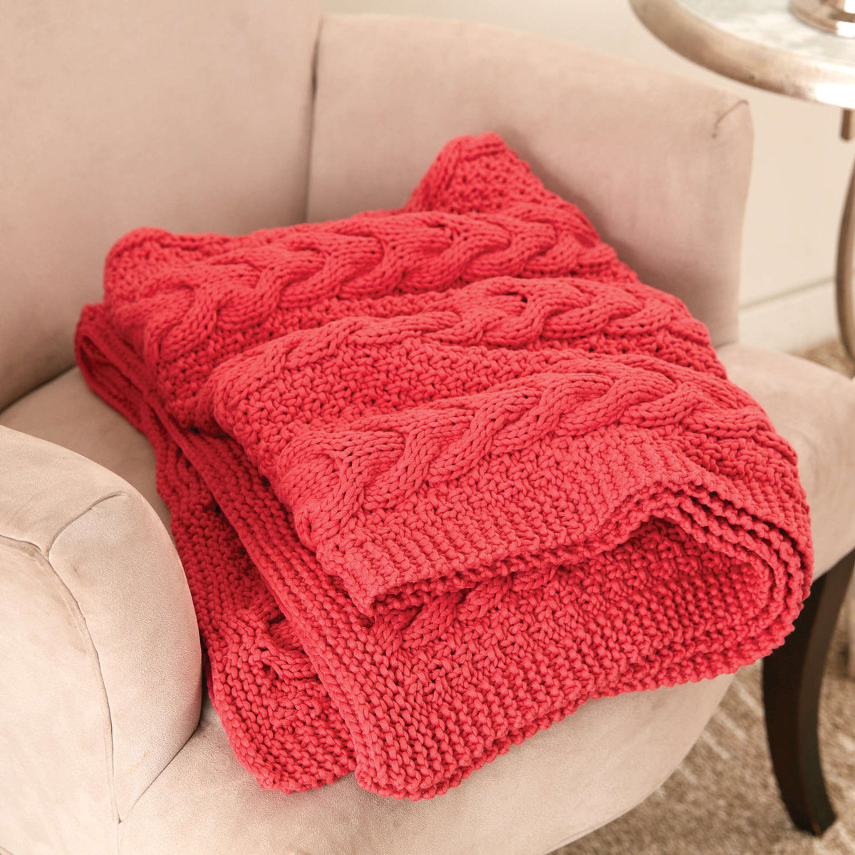 Bernat Cable Ready Knit Blanket Pattern | gift, texture, Home