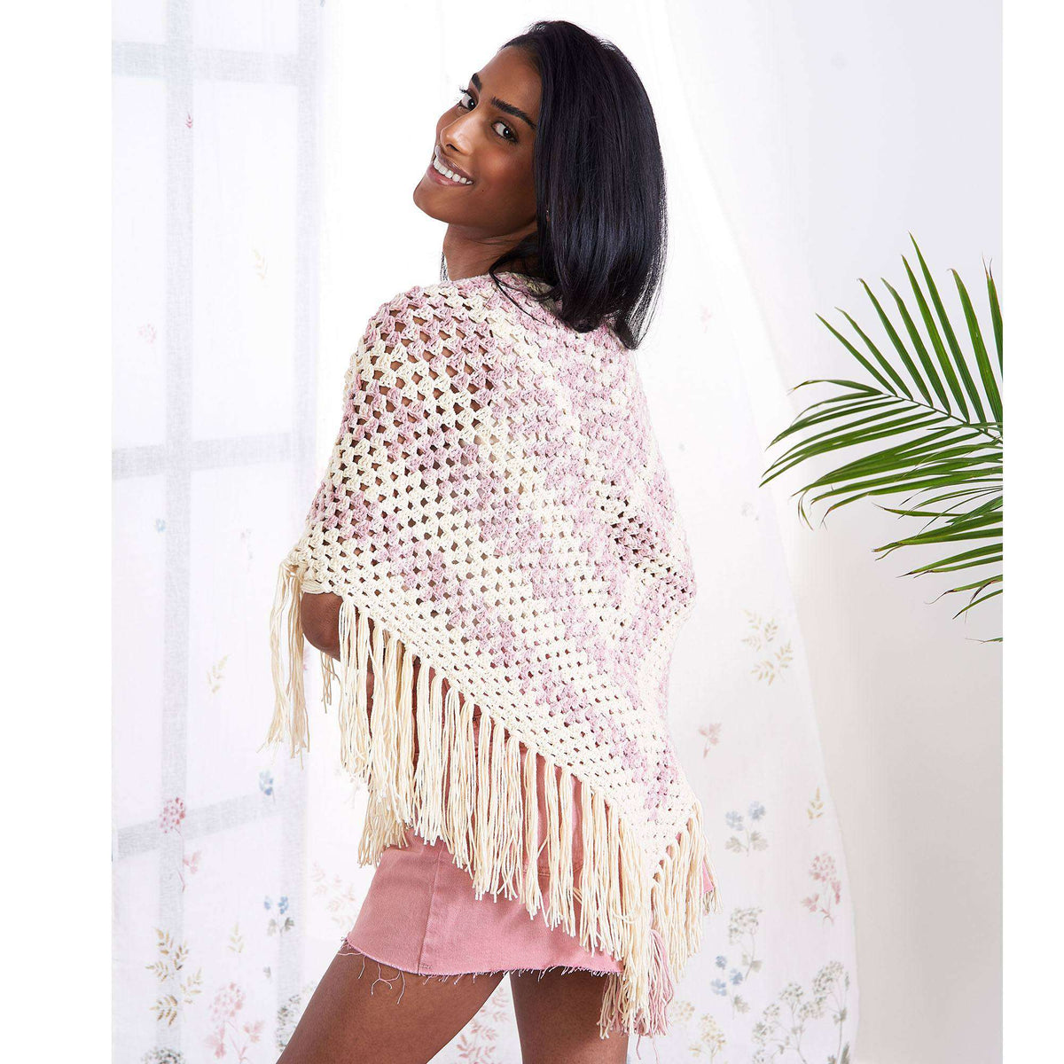 Caron Granny Fade Crochet Shawl Pattern | gift, fringe, Adult