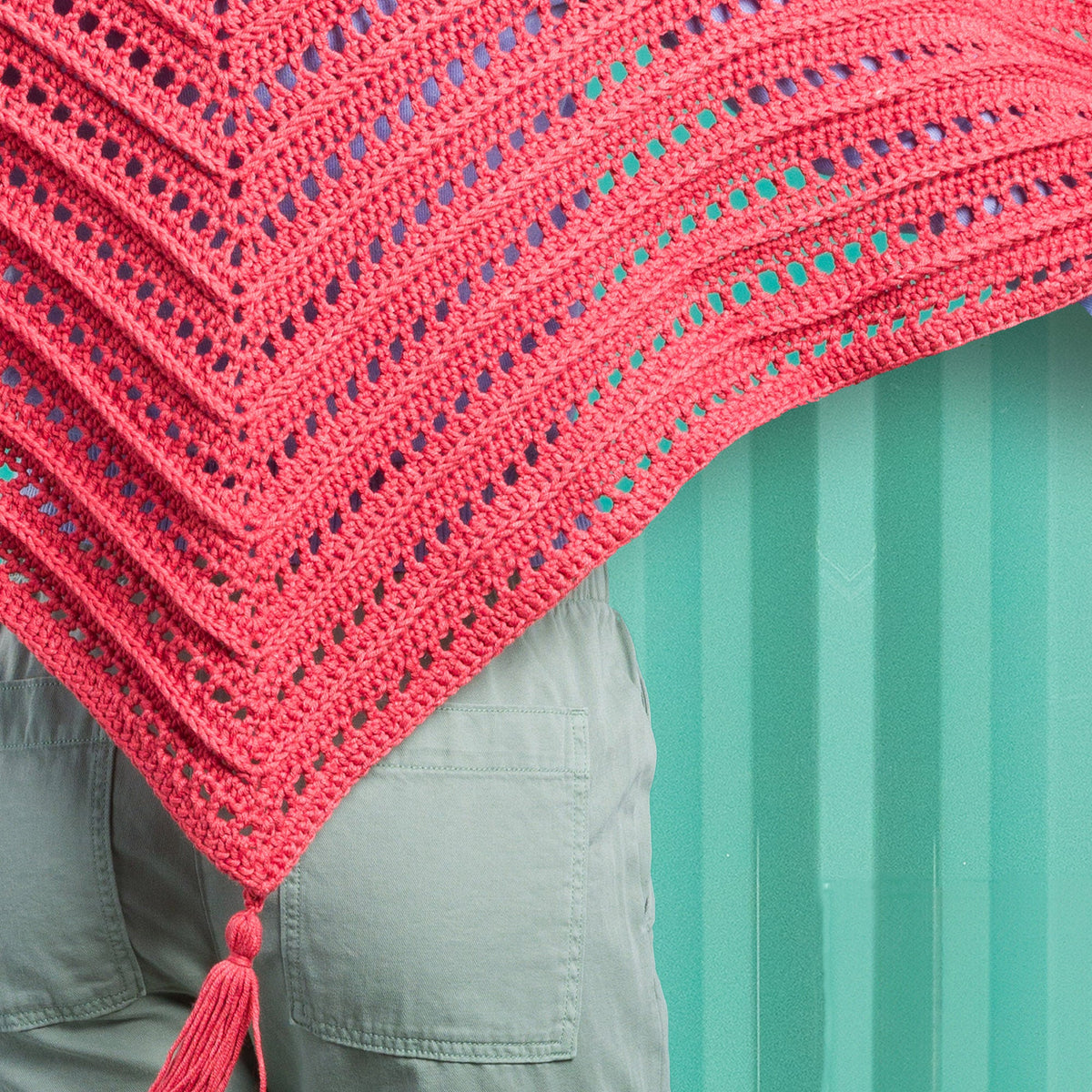 Caron Lace & Ribs Crochet Triangle Shawl Pattern | Women, Easy