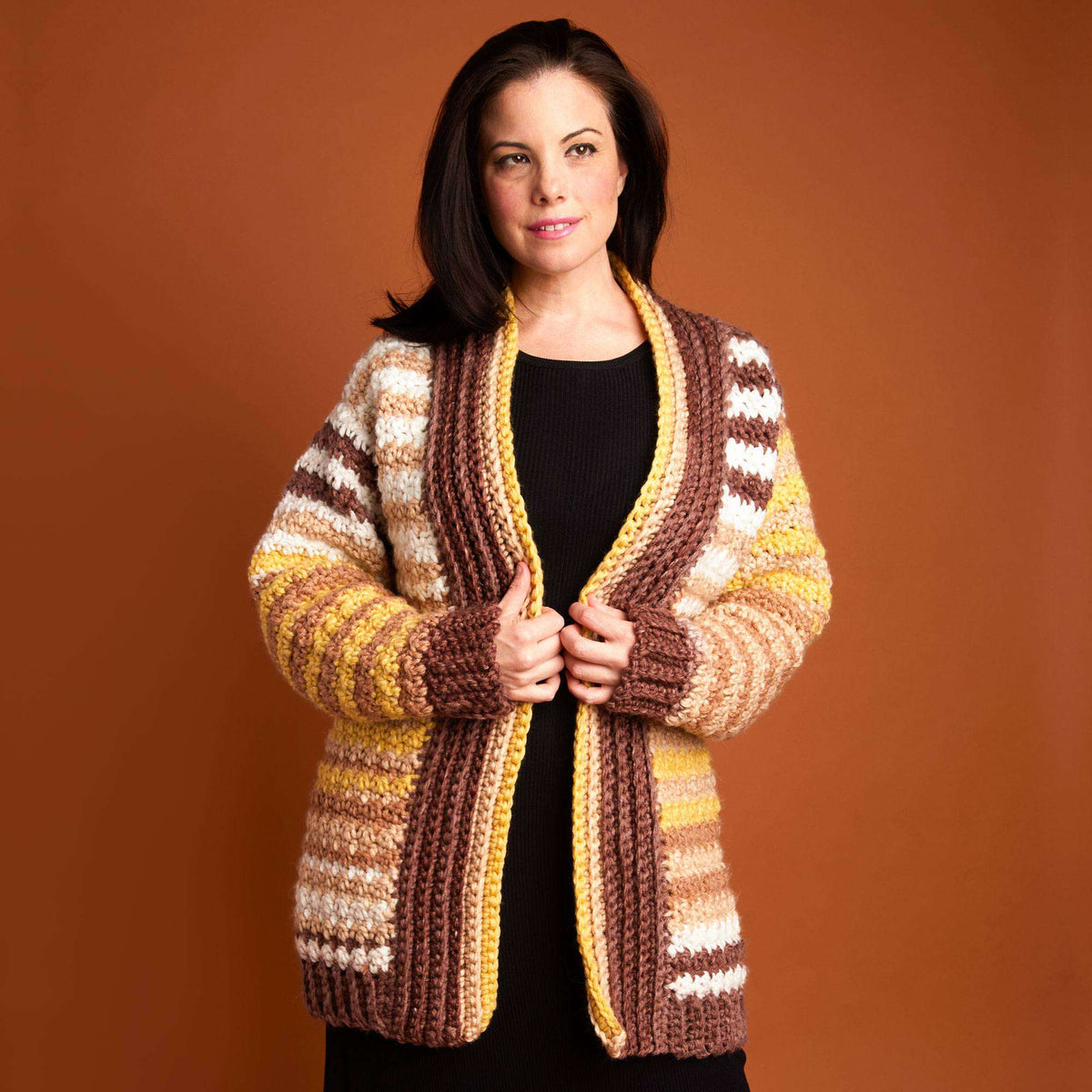 Caron Anniversary Cakes Let's Stripe Crochet Cardigan Pattern | Women, Easy