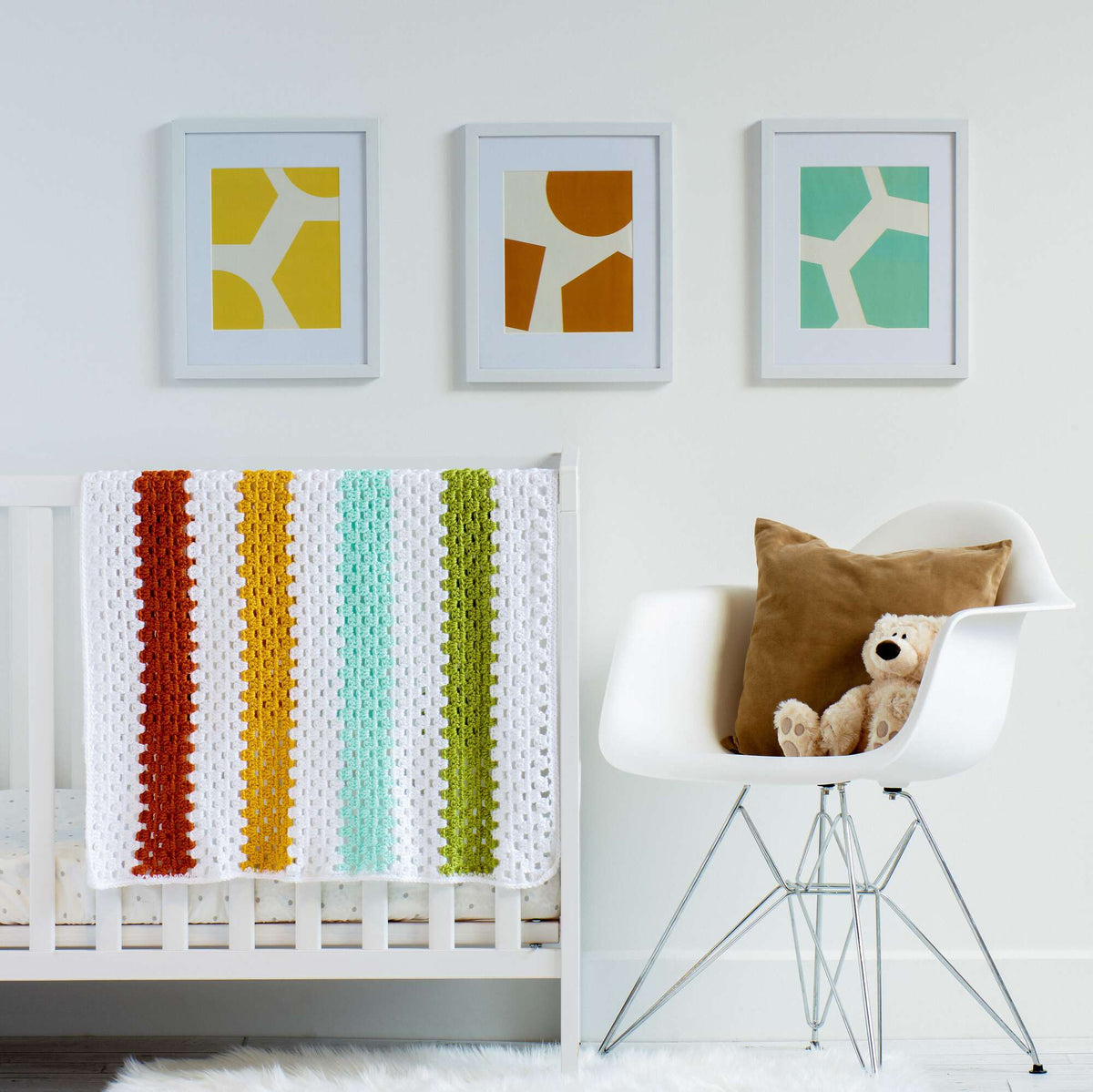 Caron Cheery Crochet Granny Stripes Baby Blanket Pattern | colors, Easy