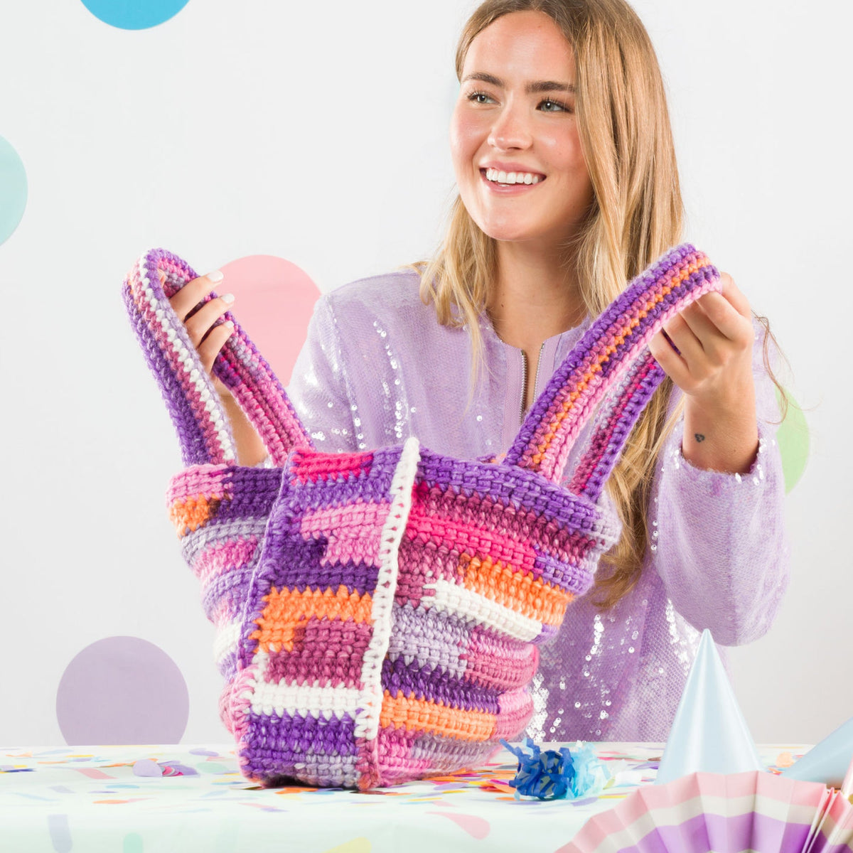 Caron Crochet Big Scrappy Tote Pattern | Bags/Purses, Adult, Easy