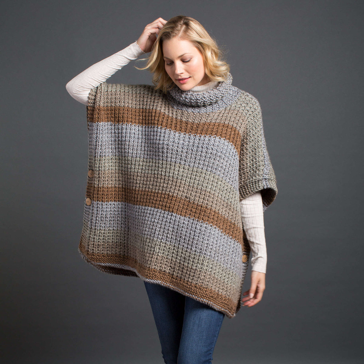 Caron Cozy Up Knit Poncho Pattern | Tea Cakes, Women, Easy