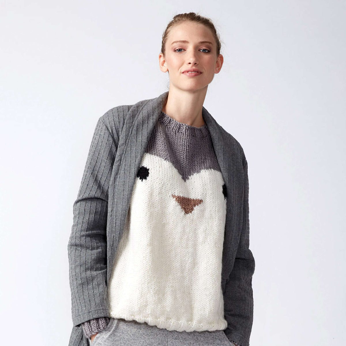 Patons Penguin Knit Holiday Sweater Pattern | gift, colors, shades