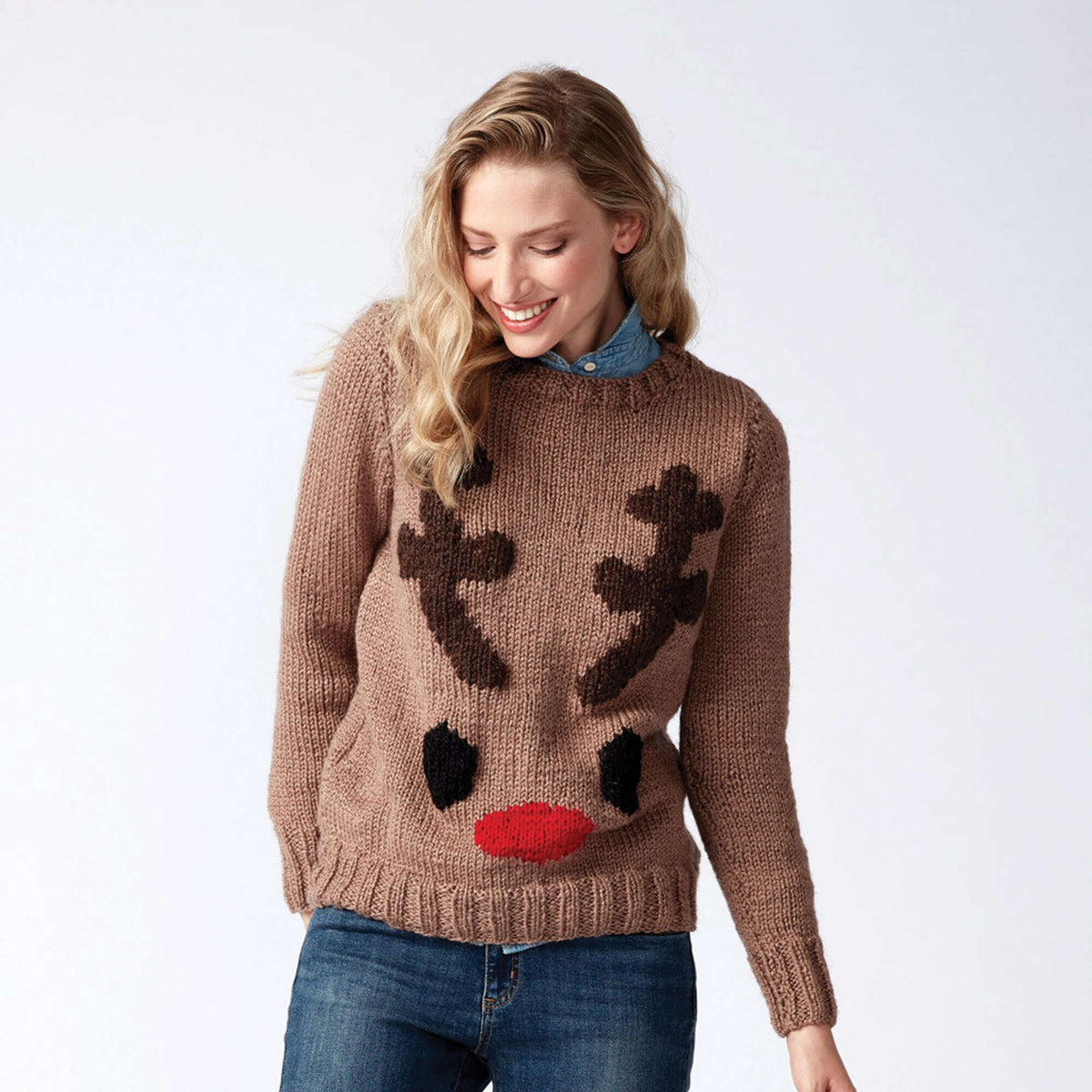 Patons Reindeer Knit Holiday Sweater Pattern | Christmas, gift, colors