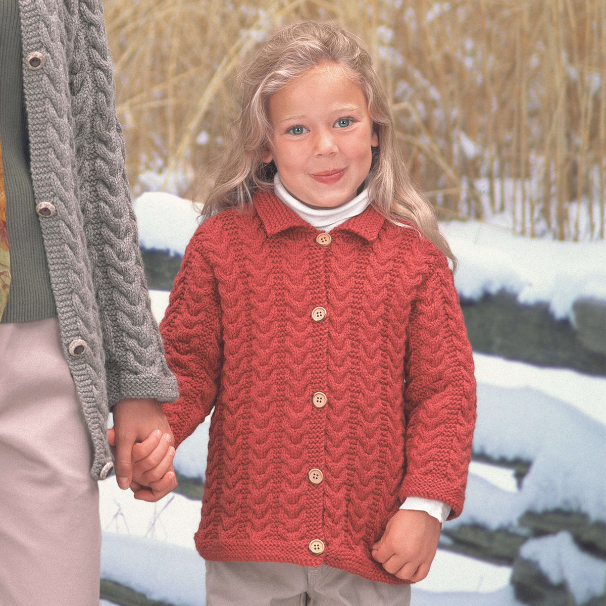 Patons Girl's Cuddly Cables Knit Cardigan Pattern | winter, shades