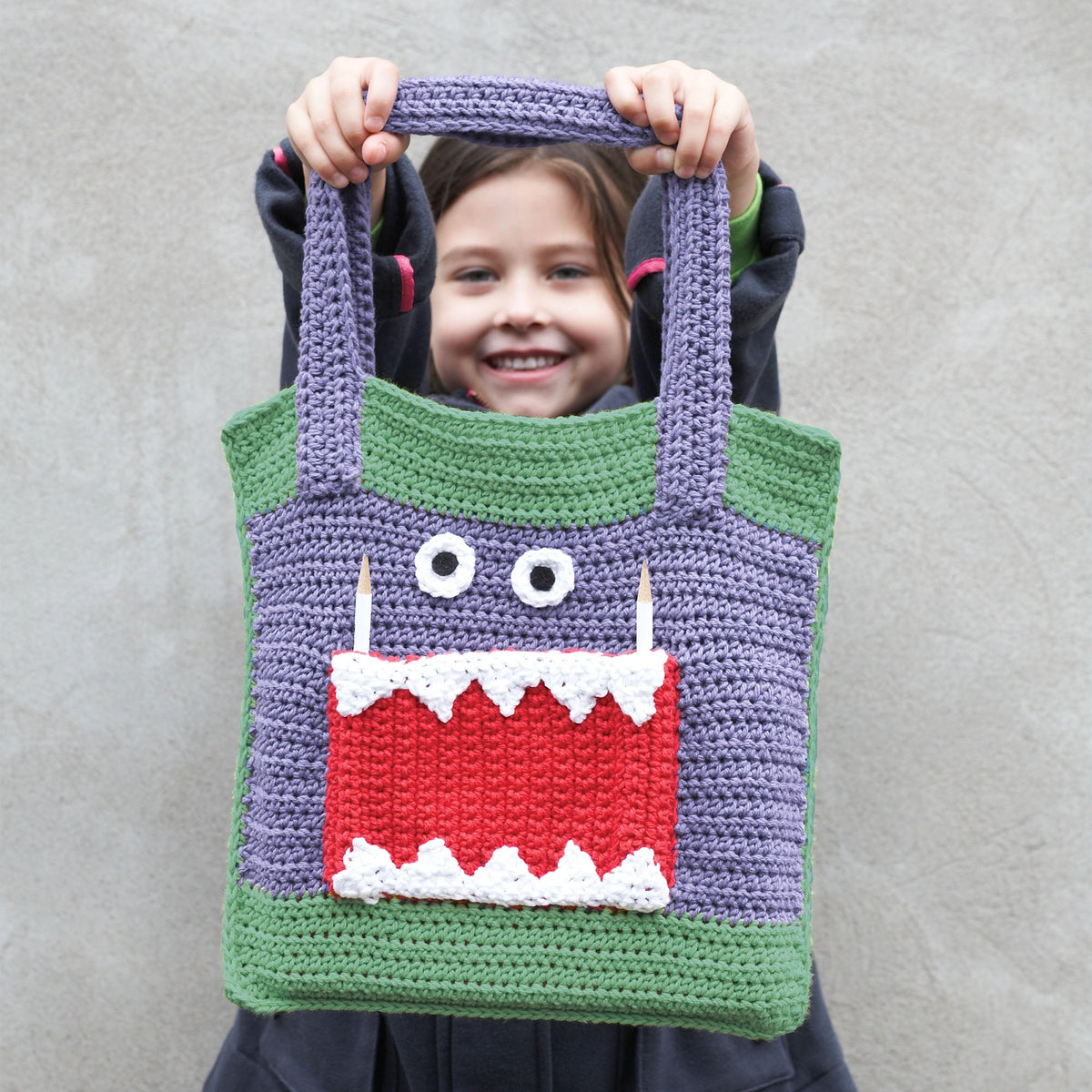 Red Heart Snack Monster Crochet Tote Pattern | sewing, toys, pockets