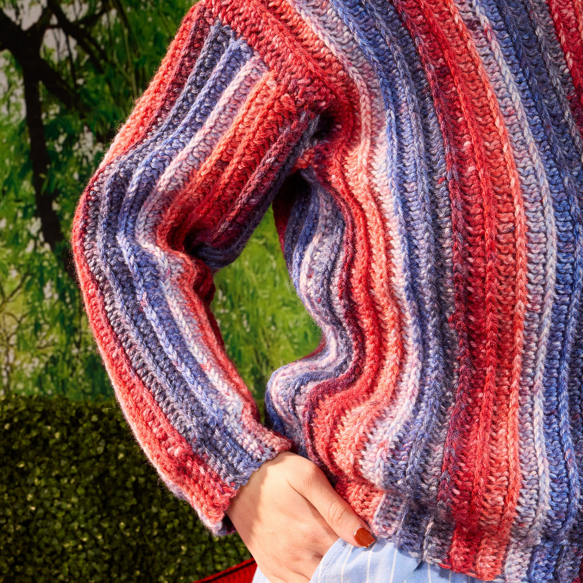 Red Heart Sizzling Stripes Crochet Pullover Pattern | ribbed, gift, colors
