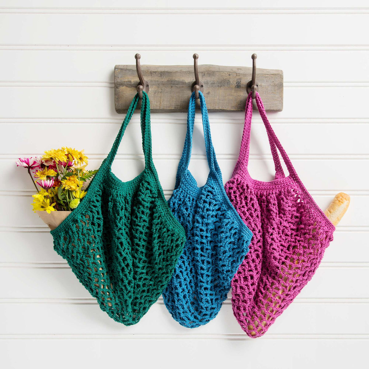 Lily Sugar'n Cream Farming Fresh Crochet Market Tote Pattern | color, mesh