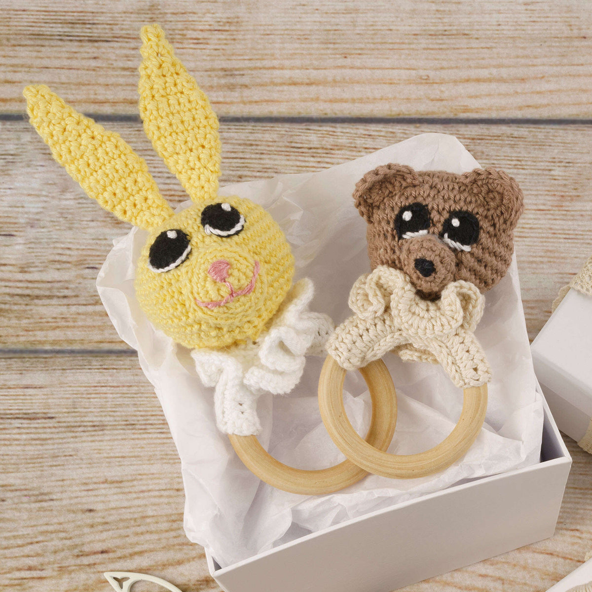 Aunt Lydia's Crochet Bunny & Bear Teething Rings Pattern | gift, Baby