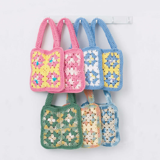 Bernat Crochet Granny Square Bag Pattern | Handicrafter Cotton, colors