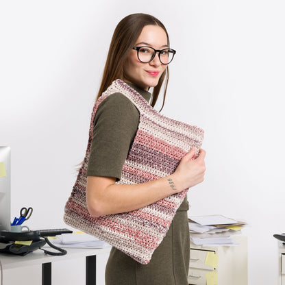 Bernat Crochet Asymmetrical Tote Pattern | rounds, self-striping