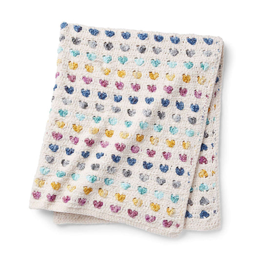 Bernat Heart Stripe Crochet Baby Blanket Pattern | colorful, Home