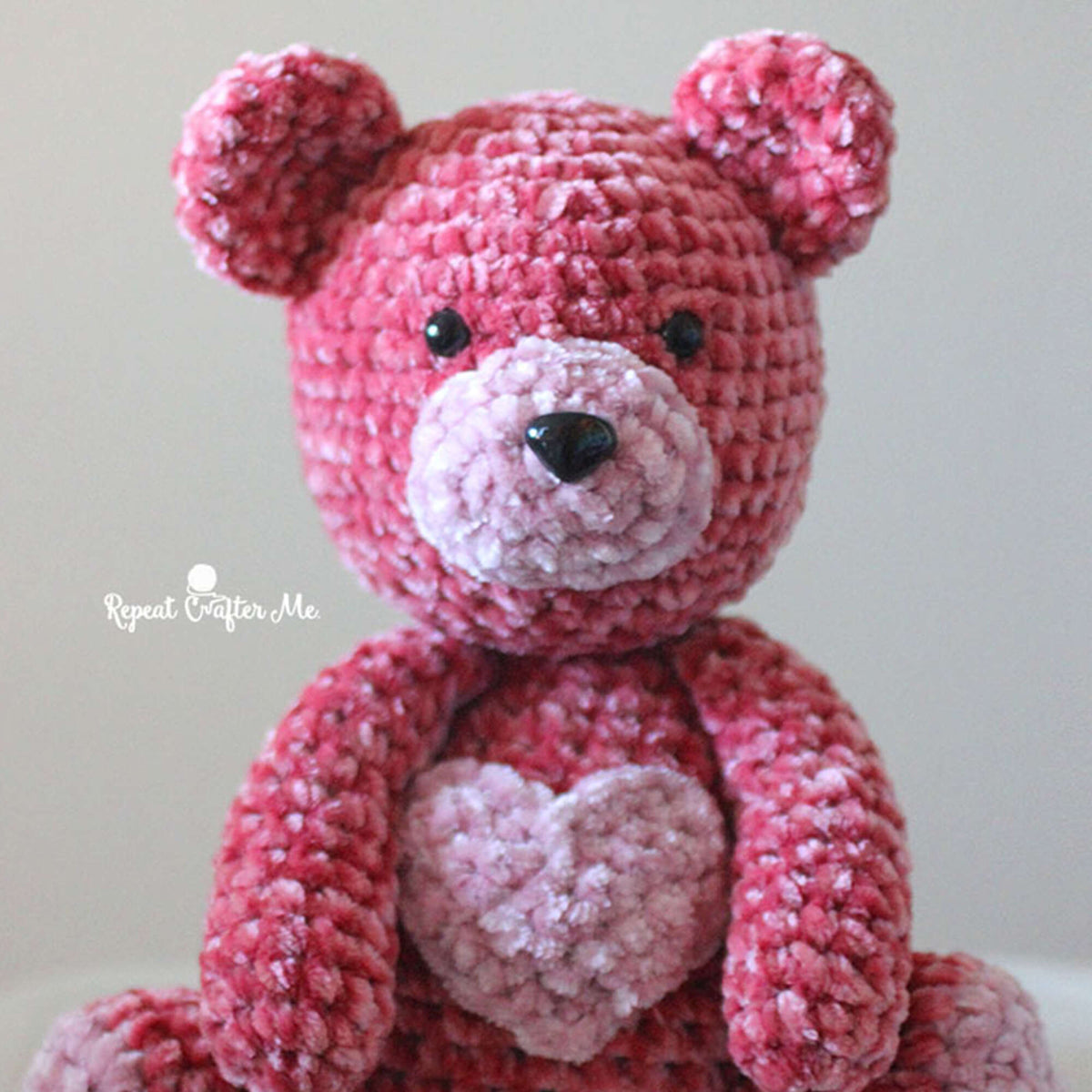 Bernat Velvet Valentine Crochet Bear Pattern | gift, plush, bulky