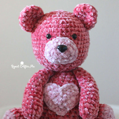 Bernat Velvet Valentine Crochet Bear Pattern | gift, plush, bulky