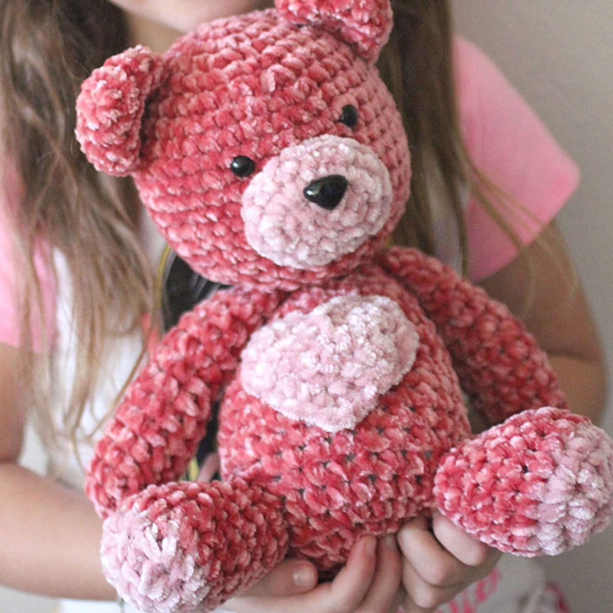 Bernat Velvet Valentine Crochet Bear Pattern | gift, plush, bulky