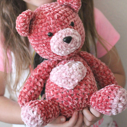 Bernat Velvet Valentine Crochet Bear Pattern | gift, plush, bulky