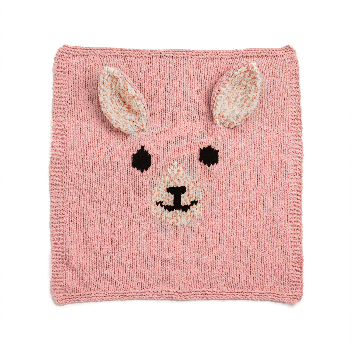 Bernat Snuggly Knit Bunny Blanket Pattern | stocking stitch, intarsia, ears