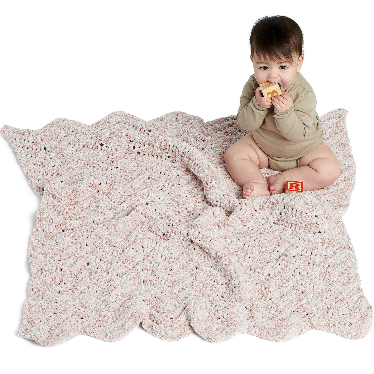 Bernat Baby Ripple Crochet Blanket Pattern | back loop, increases, nursery