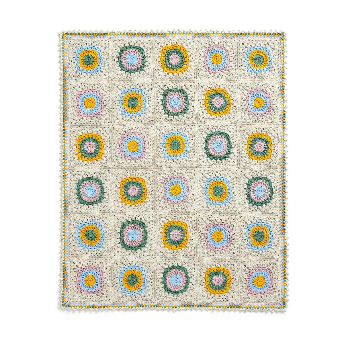 Bernat Picot Edged Crochet Granny Blanket Pattern | rounds, Maker, motifs