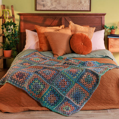 Bernat Patchwork Homestead Crochet Granny Blanket Pattern | shades, motifs