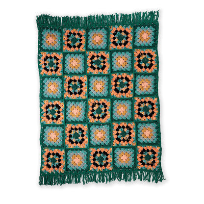 Bernat Snuggle Squares Crochet Granny Blanket Pattern | slip stitch, fringe