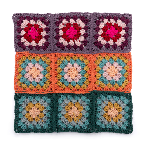 Bernat Crochet Granny Square Bright Baby Blanket Pattern | gift, shades