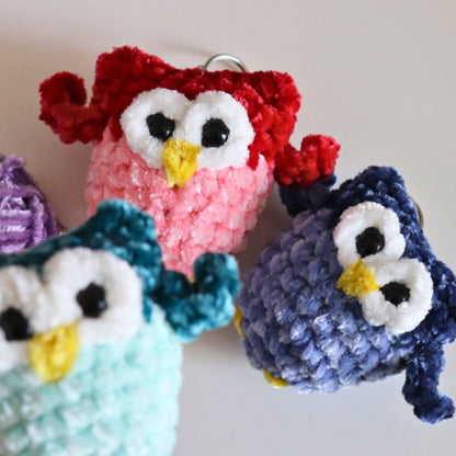Bernat Crochet Mini Owl Keychain Pattern | plush, party favors, shades