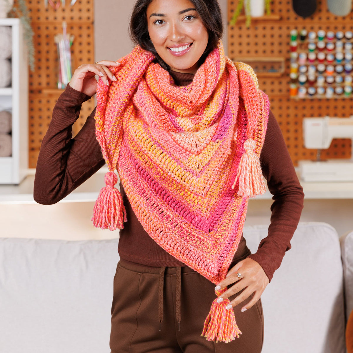 Bernat Crochet Sunrise Shawl Pattern | Harmony, colors, Adult