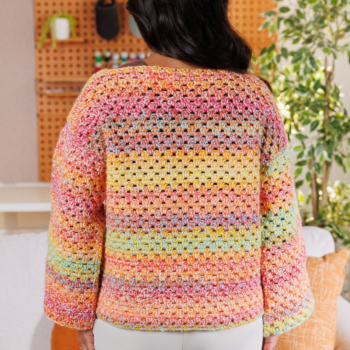 Bernat Crochet Grand Granny Pullover Pattern | Harmony, assembly, colors