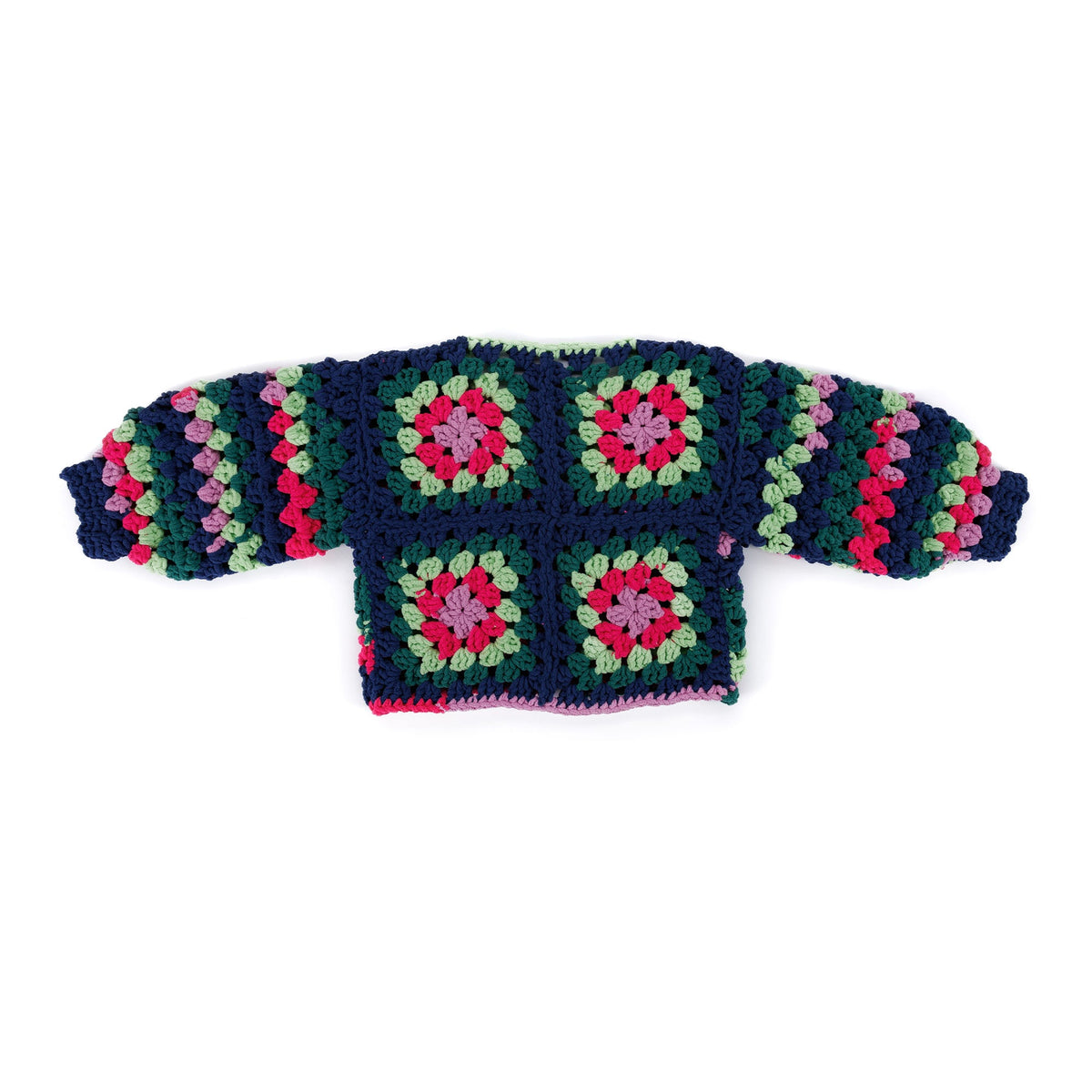 Bernat Crochet Granny Comfy Cardigan Pattern | back loops, motifs, colorful