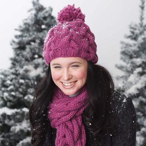 Bernat Knit Snowdrift Cable Set Pattern | Roving, gift, Hats