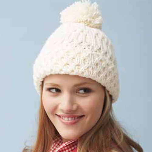 Bernat Fab Knit Hat Pattern | ribbing, cables, textured
