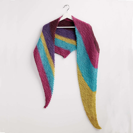 Bernat Knit Triangle Shawl Pattern | Pop, self-striping, colorful