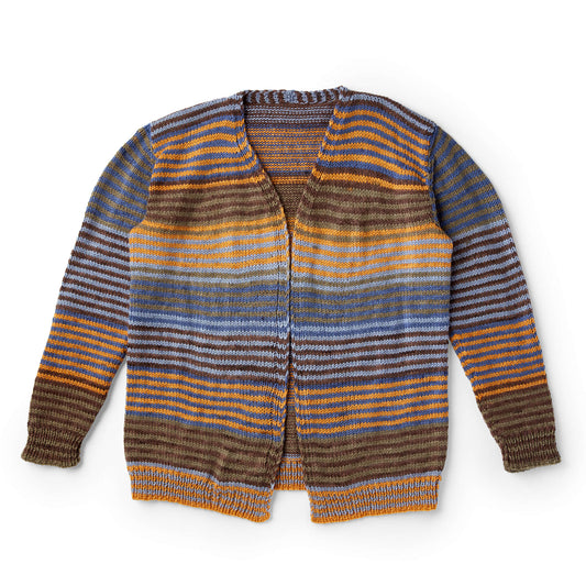 Bernat Slouchy Stripes Knit Cardigan Pattern | stocking stitch, colorwork