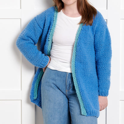 Bernat Beginner Cozy Vibes Knit Cardigan Pattern | garter stitch, ribbed