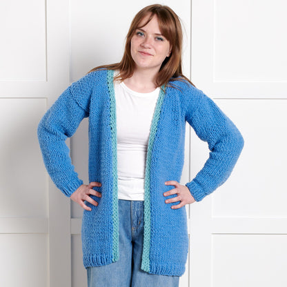 Bernat Beginner Cozy Vibes Knit Cardigan Pattern | garter stitch, ribbed