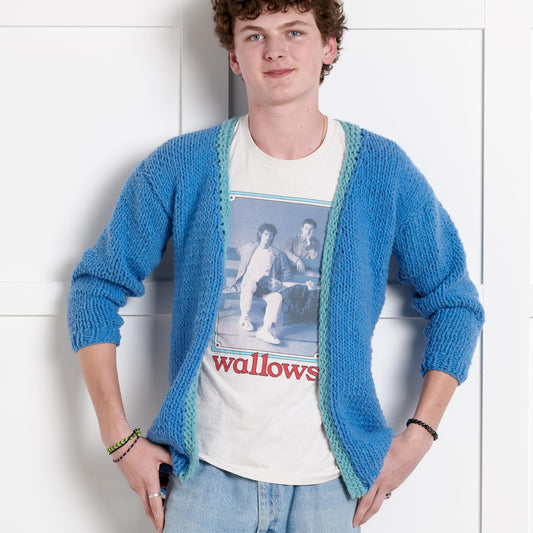 Bernat Beginner Cozy Vibes Knit Cardigan Pattern | garter stitch, ribbed