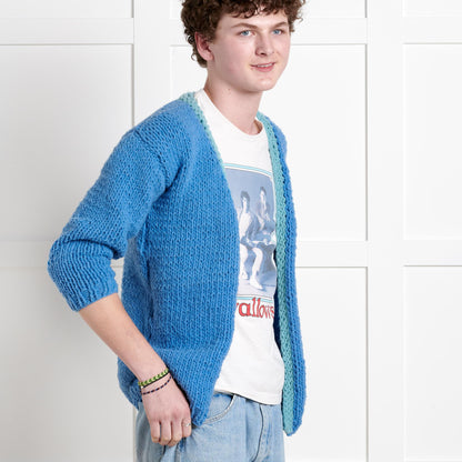 Bernat Beginner Cozy Vibes Knit Cardigan Pattern | garter stitch, ribbed