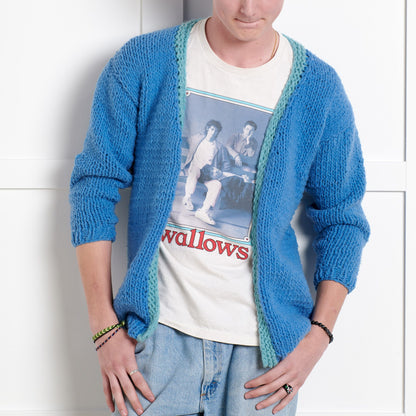 Bernat Beginner Cozy Vibes Knit Cardigan Pattern | garter stitch, ribbed