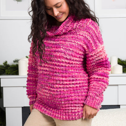 Bernat Spark Cozy Texture Knit Sweater Pattern | ribbing, seaming, holiday