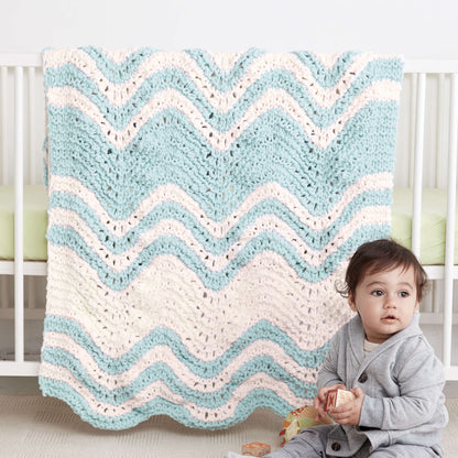 Bernat Garter Ripple Stripes Knit Baby Blanket Pattern | lace, bulky