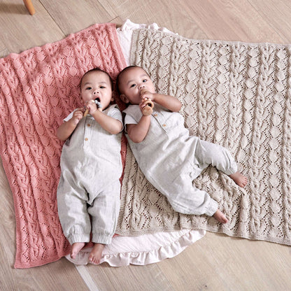 Bernat Lacy Cables Knit Baby Blanket Pattern | garter stitch, lace, Cotton