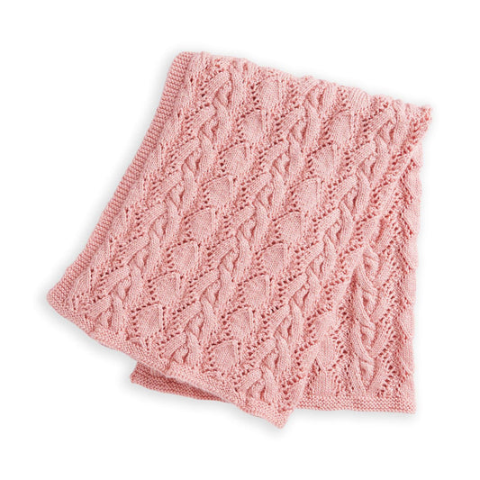 Bernat Lacy Cables Knit Baby Blanket Pattern | garter stitch, lace, Cotton