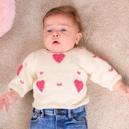 Bernat Heart Baby Pullover to Knit Pattern | embroidery, increases, gift
