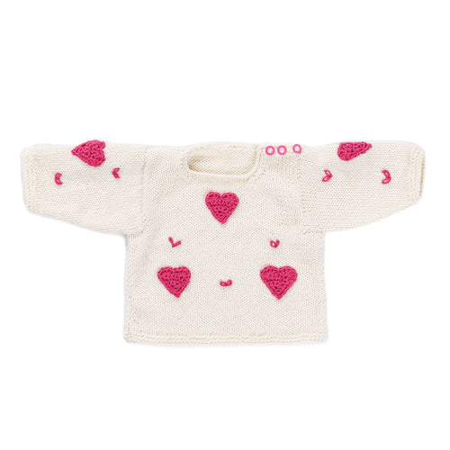 Bernat Heart Baby Pullover to Knit Pattern | embroidery, increases, gift