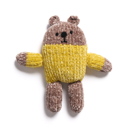 Bernat Knit Velvet Bears Pattern | stocking stitch, seamed, embroidery